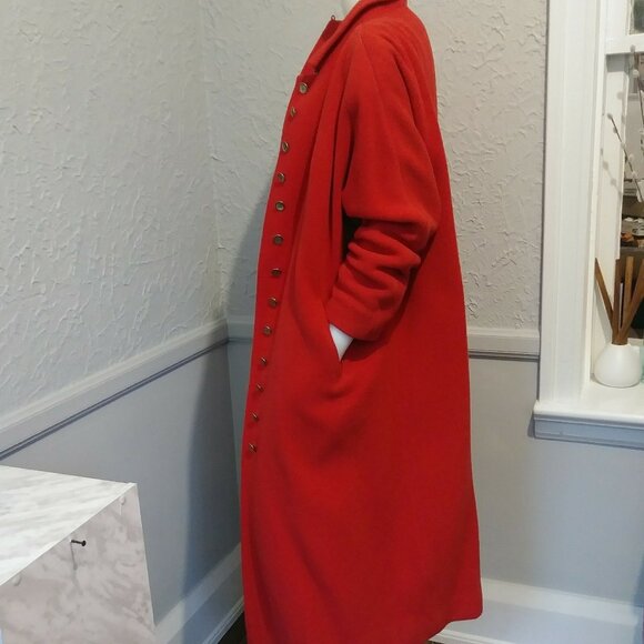 Vintage Red Long Fall Winter Coat by Bonwit Teller - Picture 1 of 6